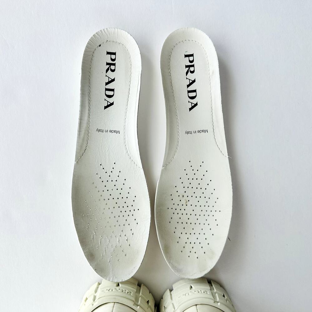 Prada Double Wheel Re-Nylon Trainer White Size 37.5 Platform Sneakers Fashion - Picture 15 of 16